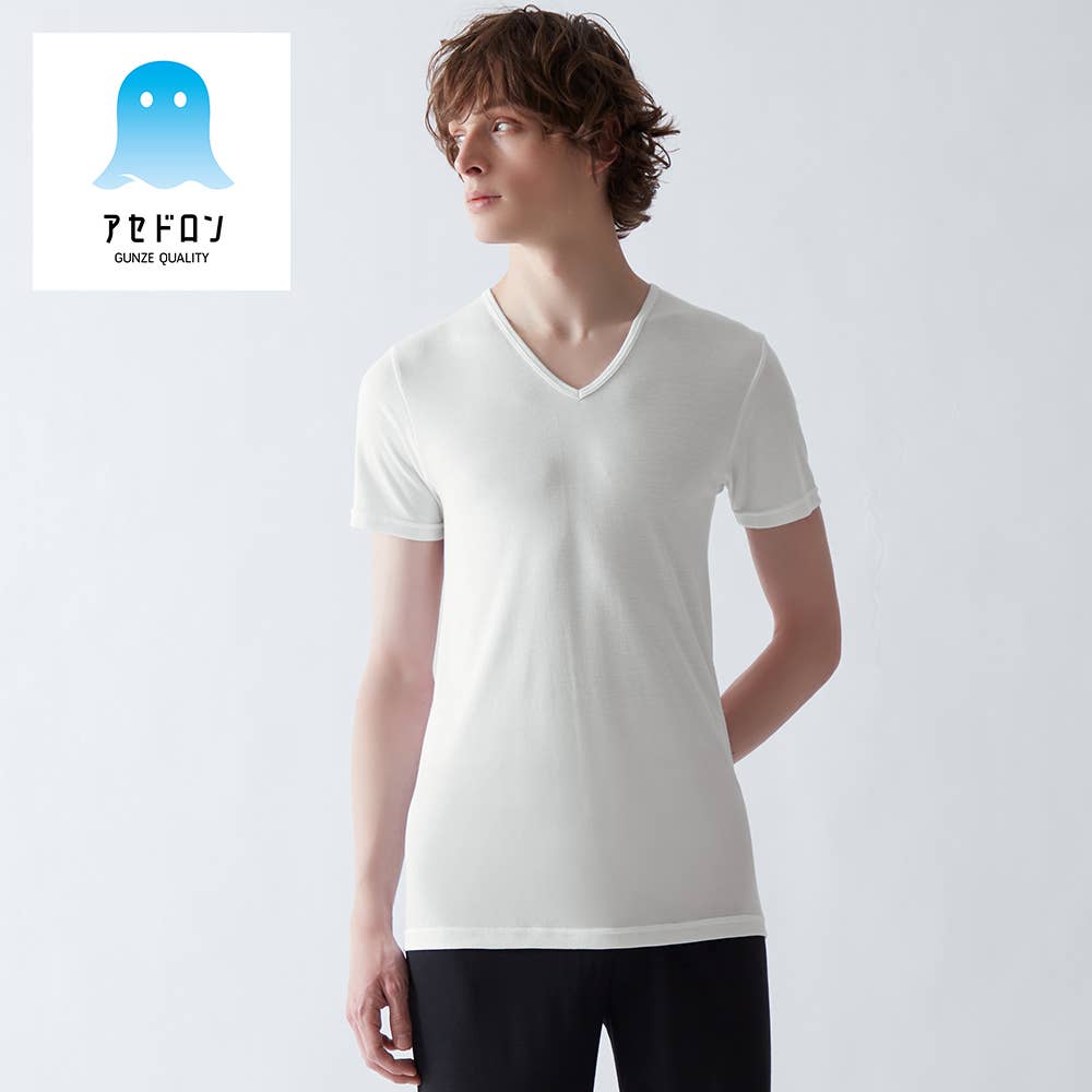 【アセドロン/鹿の子】VネックTシャツ